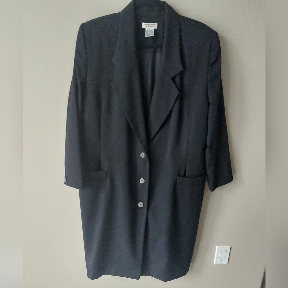 Talbots Vintage Navy Blue Long Line Fine Wool Blazer. Size 16 NWOT